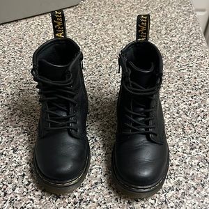Dr. Martens Black Leather High-Top Combat Boots, toddler size 10